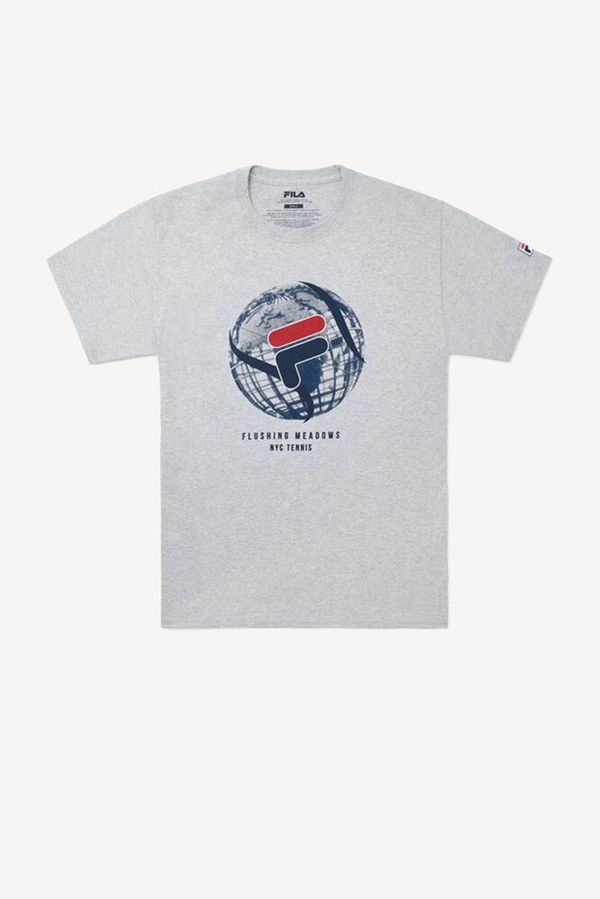 Fila Nyc Globe Graphic Men's Tee - Grey,NZ 856-2387